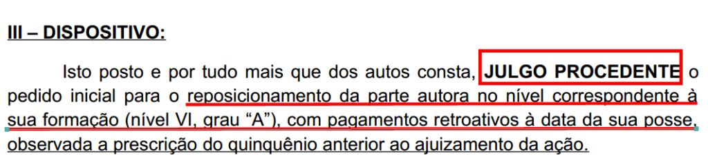 Sentença Reposicionamento na Carreira - posicionamento inicial